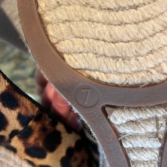 J. Crew Collection Seville Espadrille Wedge Leopard Calf Hair Size 7 - Picture 3 of 11